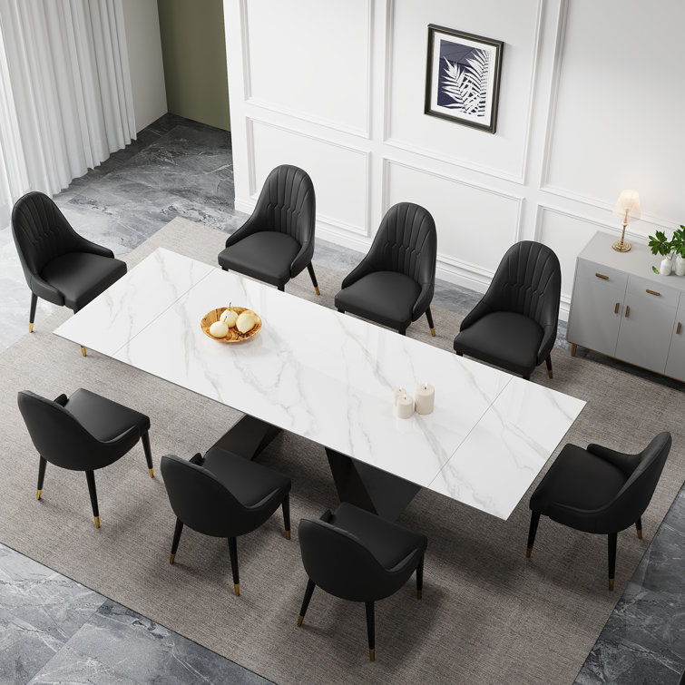 Orren Ellis 9 Piece 110.23'' Extendable Sintered Stone Dining Table